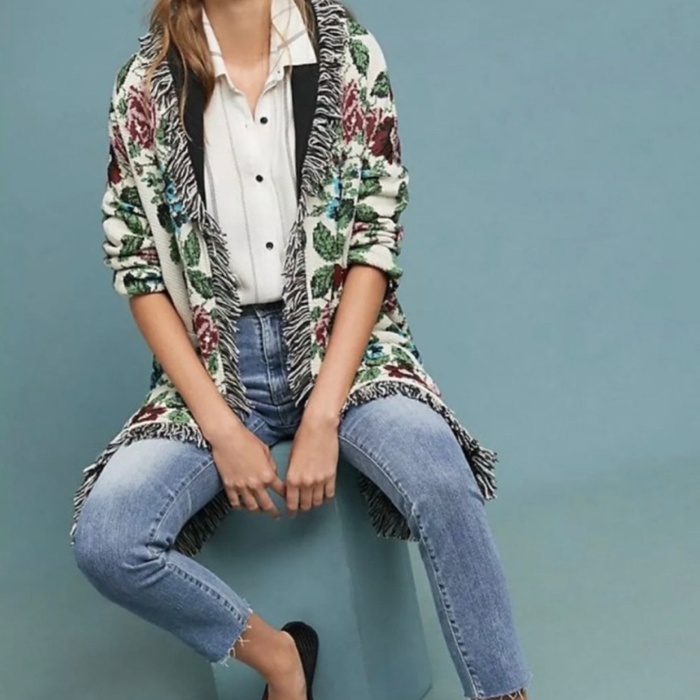 Anthropologie Aldo Martins Rose Pattern Cardigan